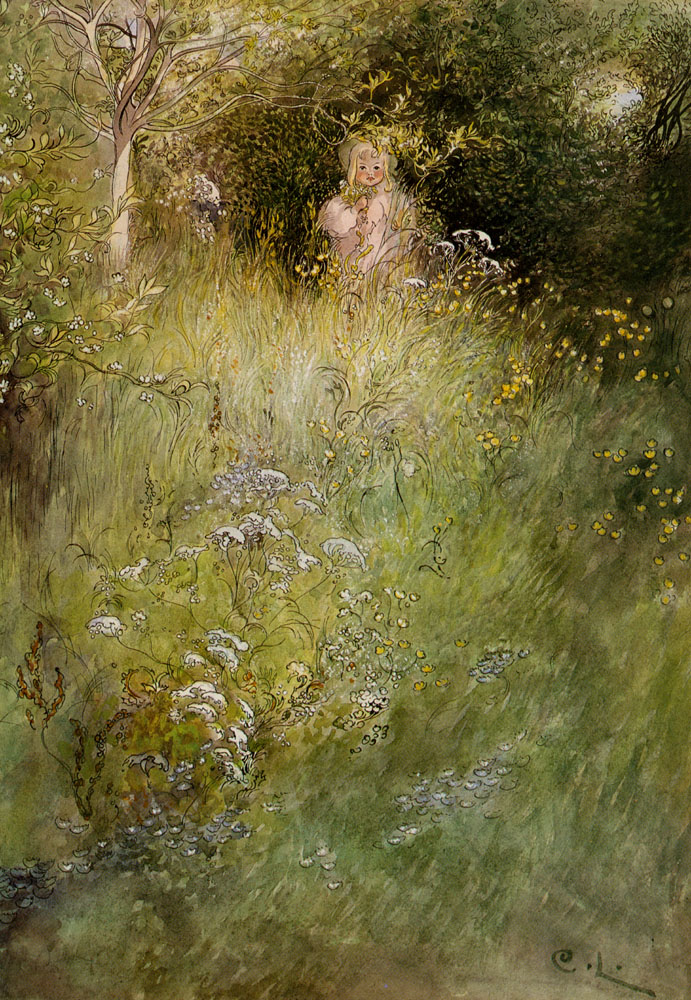 691x1000 A Fairy Or Kersti And A View Of A Meadow Painting Carl Larsson - Famous Fairy Painting