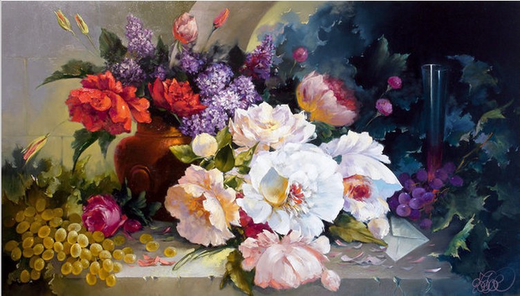 752x428 Diy Needlework Cross Stitch Embroidery Kits Russian Famous Flower - Famous Floral Painting