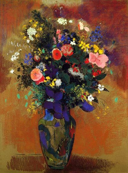 425x571 Famous Flower Paintings Large Bouquet Of Wild Flowers Oil - Famous Flower Painting