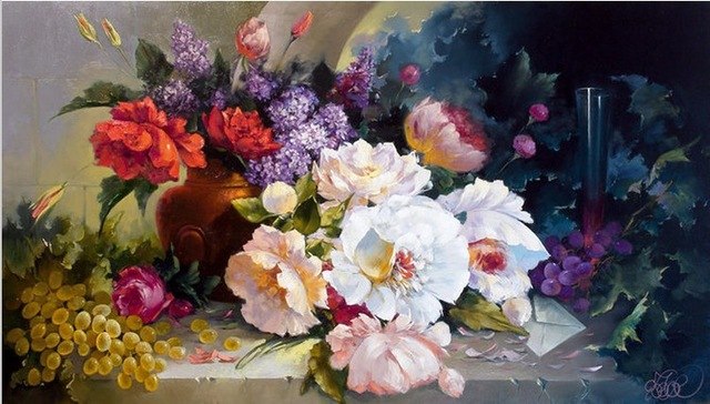 640x364 Diy Needlework Cross Stitch Embroidery Kits Russian Famous Flower - Famous Flower Painting