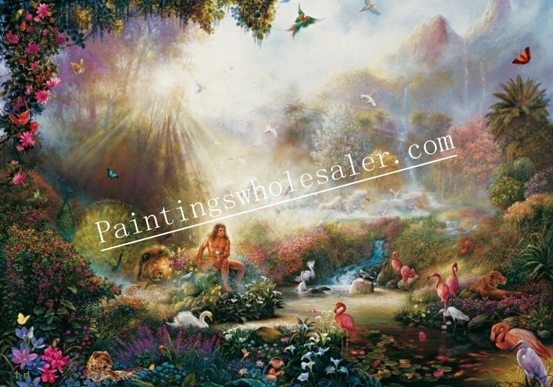 800x559 Handmade Religious Art Classical Painting Garden Of Eden Series By - Famous Garden Of Eden Painting
