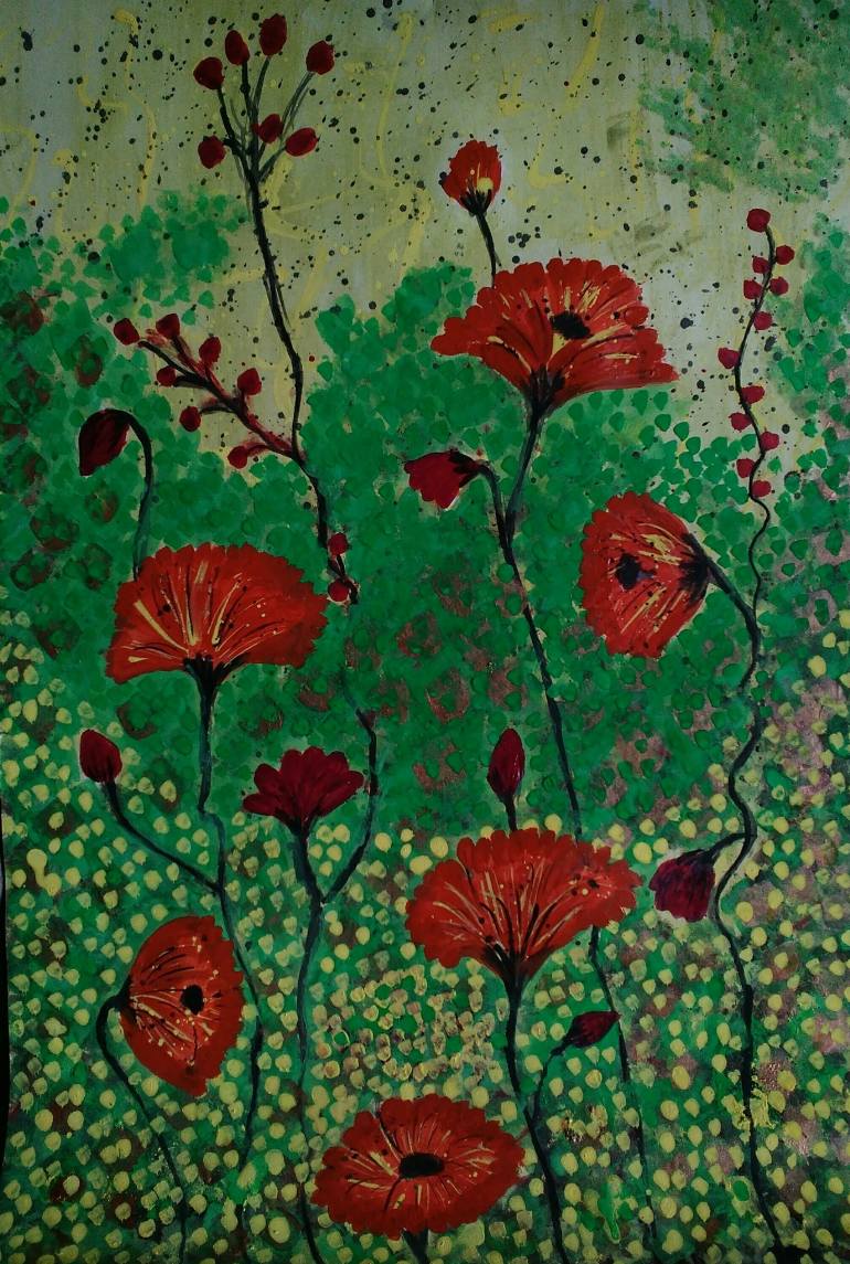 770x1145 Saatchi Art Flowers In The Garden Painting By Gunjan Famous Paintings - Famous Garden Painting