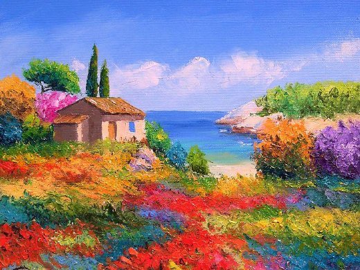 520x390 Original Paintings Fantasy Garden Oil Paintings - Famous Garden Painting