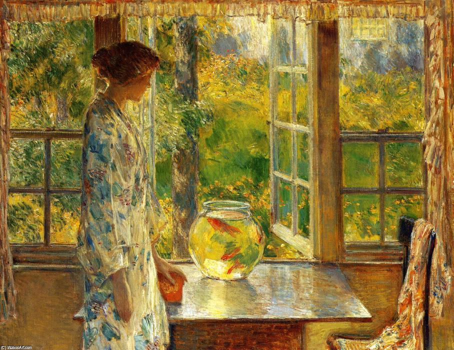 908x700 Bowl Of Goldfish By Frederick Childe Hassam - Famous Goldfish Painting