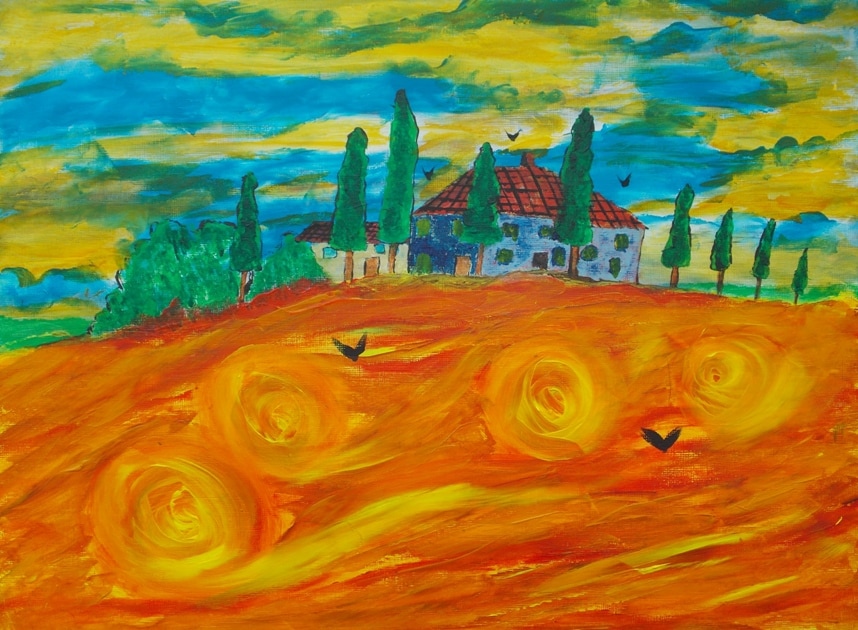 858x630 Landscapes - Famous Hay Bale Painting