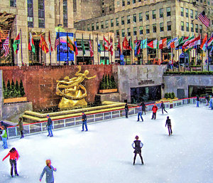 300x257 Rockefeller Center Skating Rink Art Fine Art America - Famous Ice Skating Painting