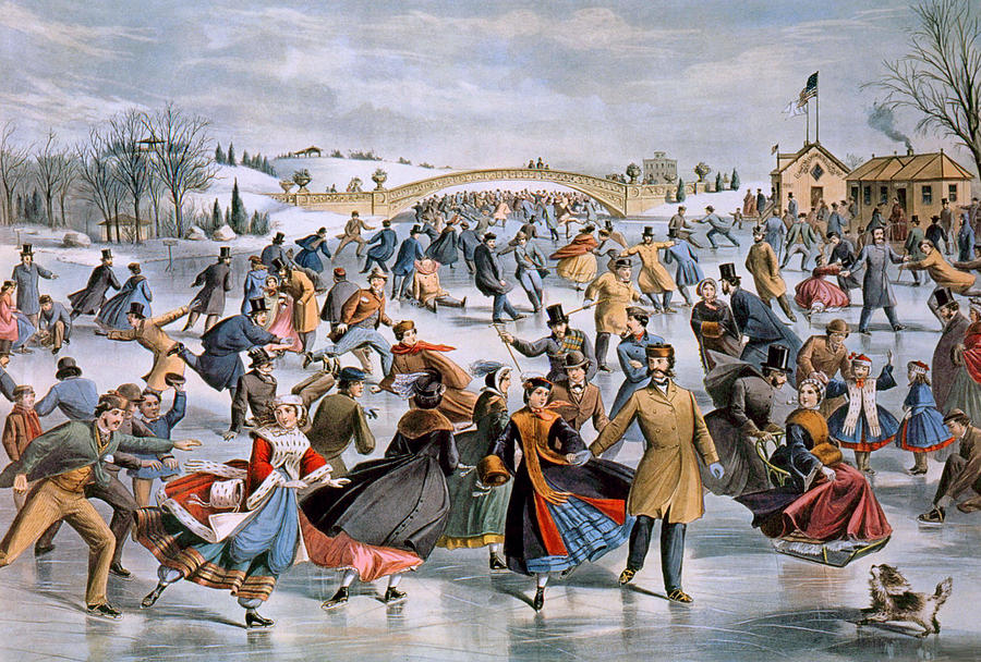 900x608 Skating On Page Park Pond Braving The Wilds - Famous Ice Skating Painting