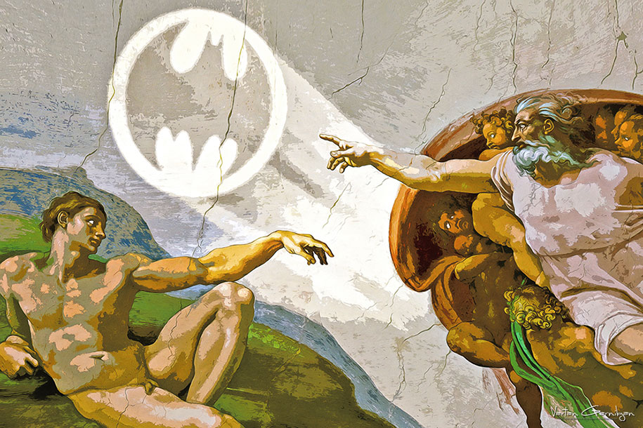 915x610 Famous Paintings Turned Into Batman Pop Art - Famous Knight Painting