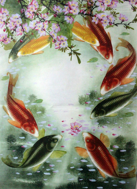 464x640 Stunning Famous Chinese Watercolor Painting Feng Shui Koi Fish - Famous Koi Fish Painting