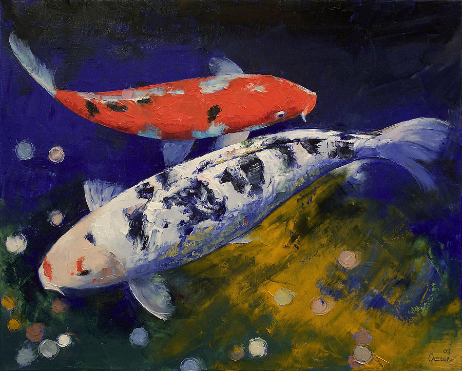 900x723 Bekko Koi Fish Painting By Michael Creese - Famous Koi Fish Painting