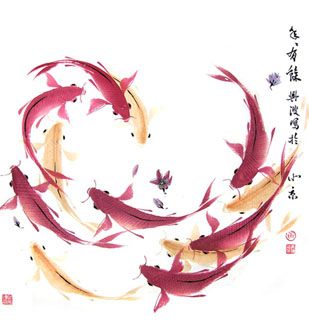 309x320 Chinese Koi Fish Painting,69cm X 69cm,2386002 X Koi - Famous Koi Fish Painting