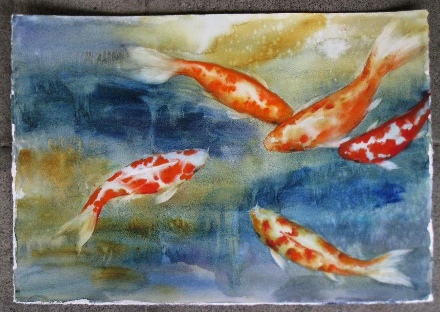 900x638 Watercolor Art Watercolor, Watercolor Art - Famous Koi Painting