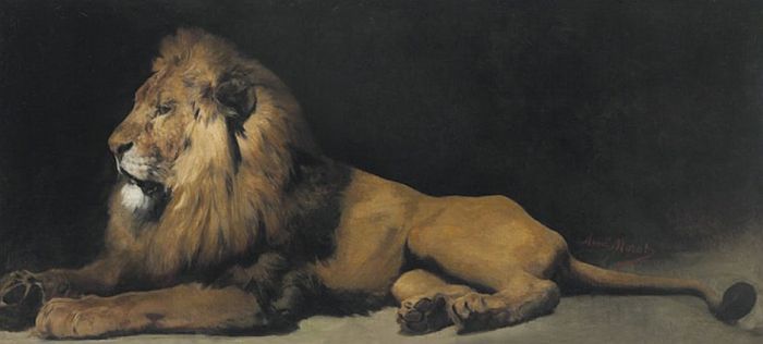 700x316 Pair Of Lions, Part Ii - Famous Lion Painting