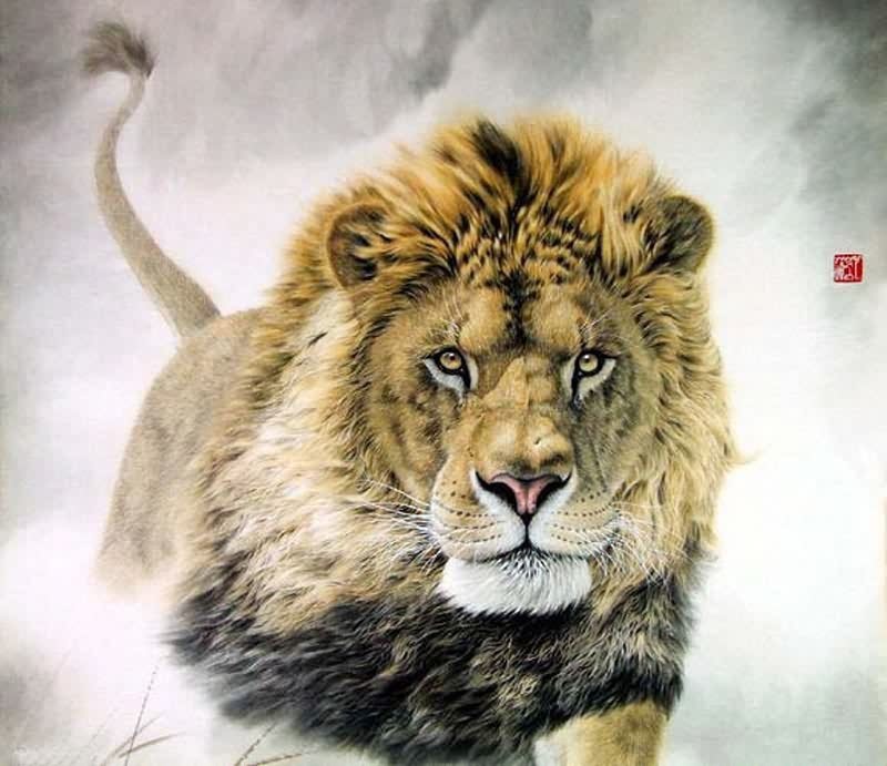 800x691 Chinese Lion Painting 0 4445002, 98cm X X - Famous Lion Painting