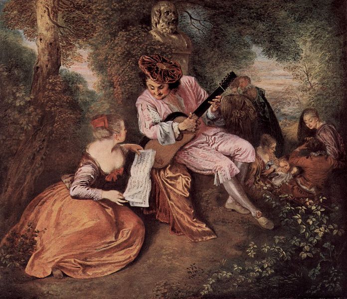 696x600 The Love Song By Antoine Watteau - Famous Love Painting