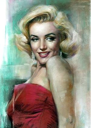 300x420 381 Marilyn Monroe Portrait Stretch Canvas 24x36 By Famous Artist - Famous Marilyn Monroe Painting