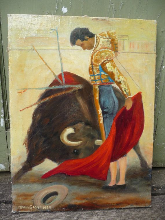 570x760 Matador And Bull Painting Vintage Matador Bull Fighting Oil - Famous Matador Painting