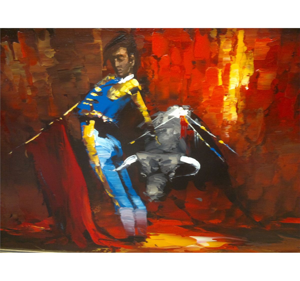 1200x1125 Original Painting By W Haenraets Of A Matador And Bull - Famous Matador Painting