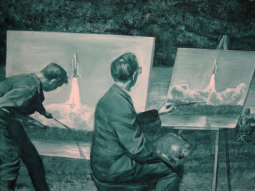 500x376 Mark Tansey Action Painting Ii Detail Action Painting Famous - Famous Monochromatic Painting