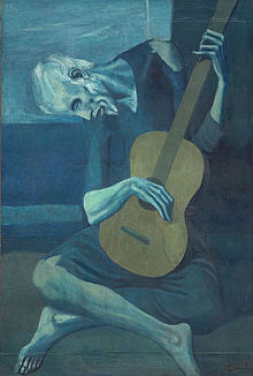 500x741 Old Guitarist Chicago, Famous Monochromatic Paintings, Best - Famous Monochromatic Painting