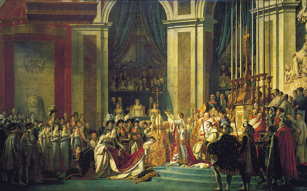 1024x640 A Discussion Of The Coronation Of Napoleon By Jacques Louis David - Famous Napoleon Painting