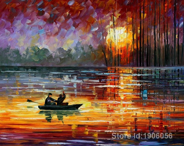 640x507 Free Shipping, Leonid Afremov Decoration Knife Oil Painting, Night - Famous Night Sky Painting