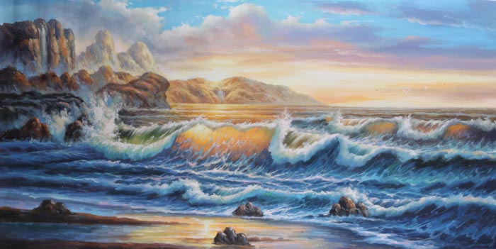 700x351 Sea Waves Oil Painting Lw1 34 - Famous Ocean Wave Painting