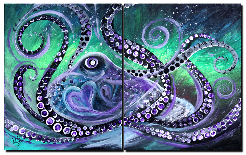 836x528 Purple Hearted (2016) Abstract - Famous Octopus Painting