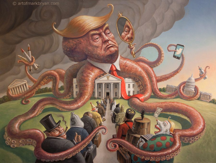 900x682 The Nightmare, Trump Art, Satire, Caricature - Famous Octopus Painting