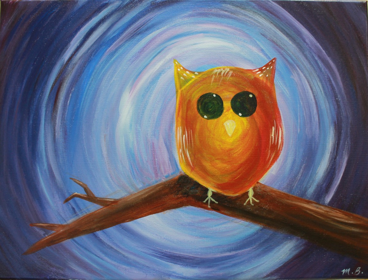 1200x914 Cool Ideas For Easy Paintings Come With Cute Owl On Brown Branch - Famous Owl Painting