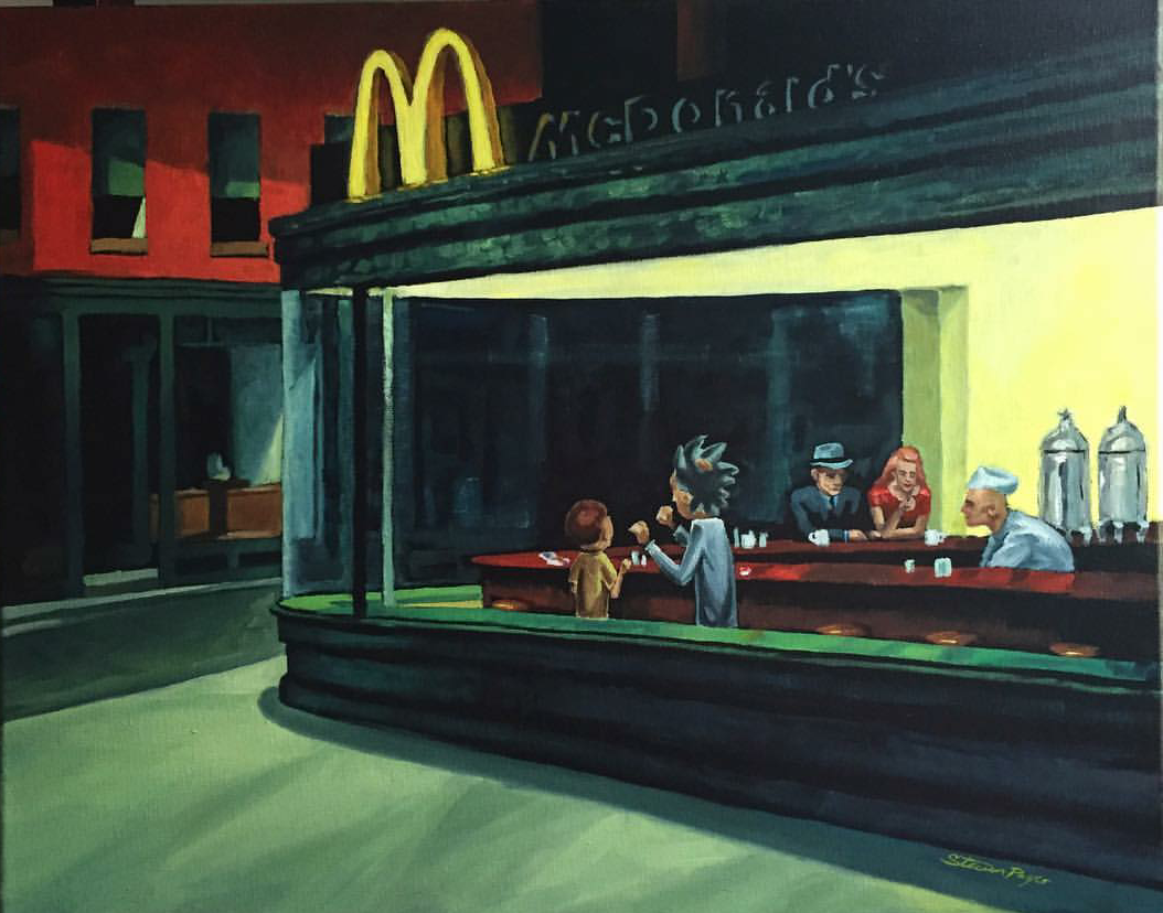 1054x828 Haha Look - Famous Painting Bar Scene