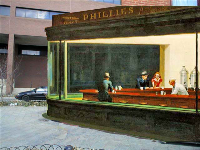 640x480 Hopper Diner Painting Piasa - Famous Painting Bar Scene