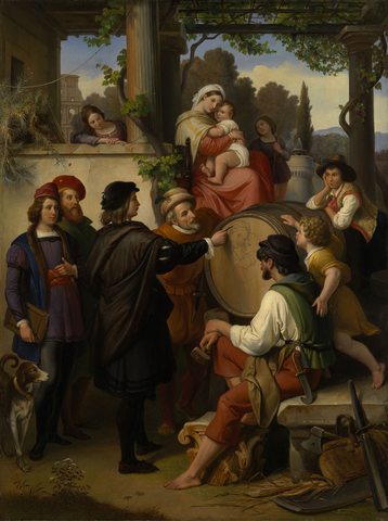 358x480 Strange Tales Raphael And The Wine Barrel - Famous Painting Bar Scene