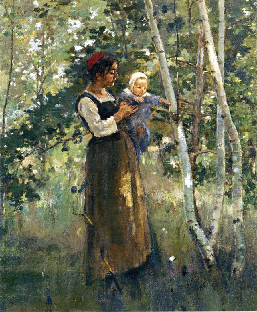 898x1091 Theodore Robinson Mother And Child By The Hearth Painting Framed - Famous Painting Of Mother And Child