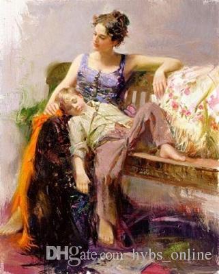 321x400 2018 Mother And Child,afternoon Nap By Pino Daeni,pure Hand - Famous Painting Of Mother And Child