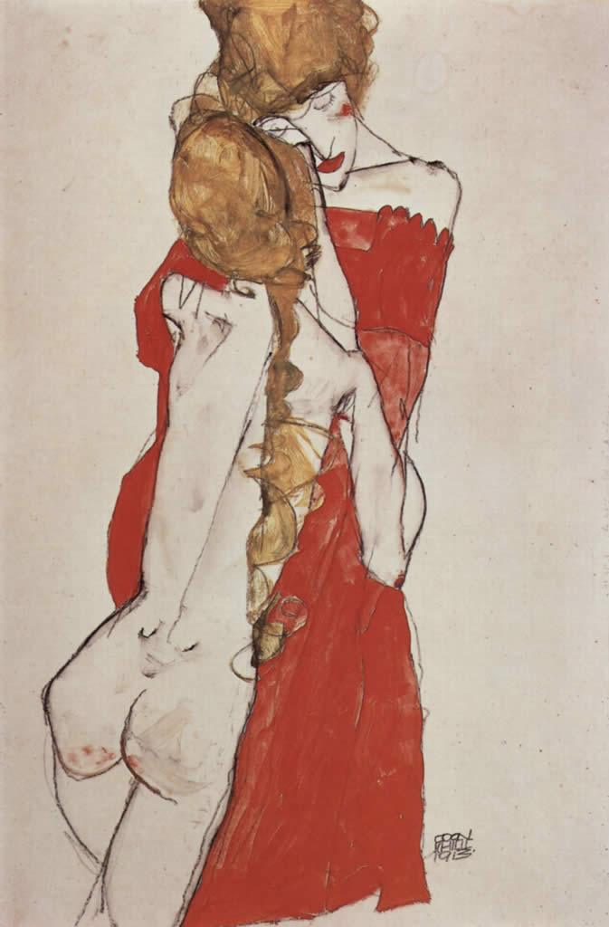 673x1024 Egon Schiele Mother And Daughter Painting Framed Paintings For Sale - Famous Painting Of Mother And Daughter