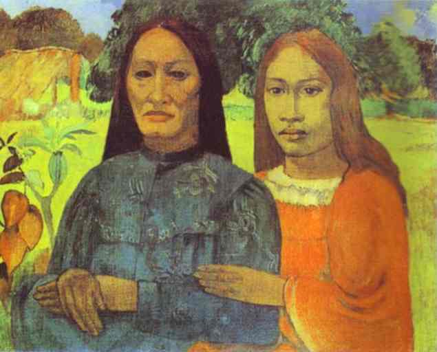 635x512 Mother And Daughter By Paul Gauguin - Famous Painting Of Mother And Daughter