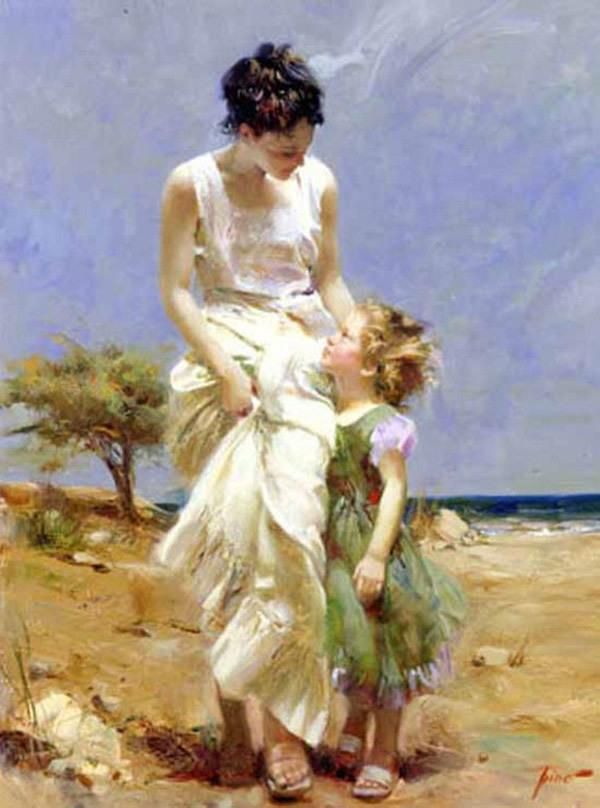 600x808 Pino Daeni Art Artwork, Artist And John Singer Sargent - Famous Painting Of Mother And Daughter
