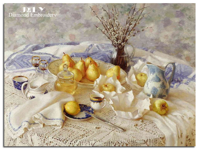 640x485 Diamond Embroidery Craft Fruit On Table Picture Of Diamond Mosaic - Famous Painting Of Pears