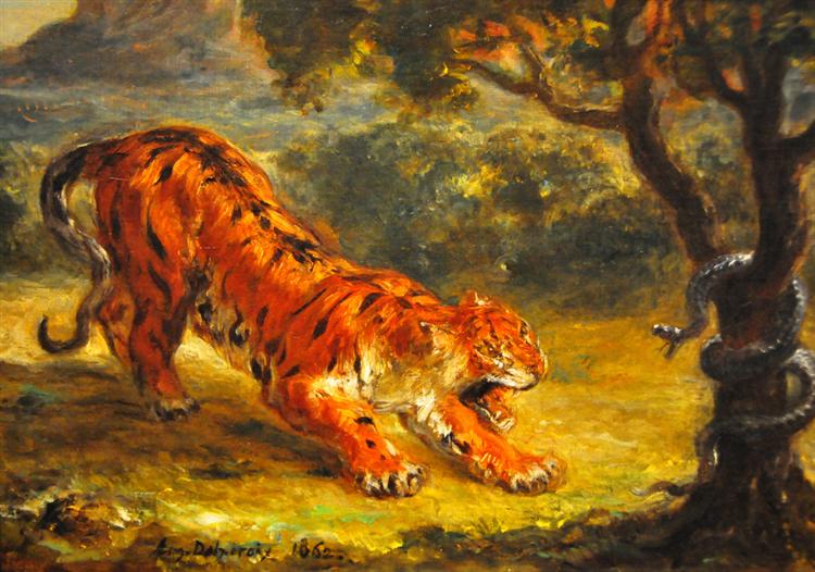 750x526 Tiger And Snake, 1862 - Famous Painting Of Tigers