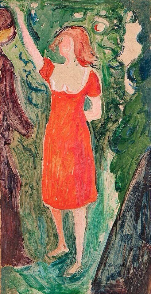 492x960 Edvard Munch - Famous Painting Of Woman In Red Dress