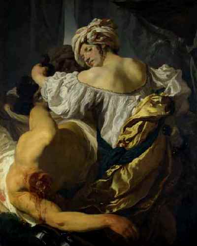 400x498 Judith In The Bible Famous Paintings Of The Murder Of Holofernes - Famous Painting Of Woman Lying Down