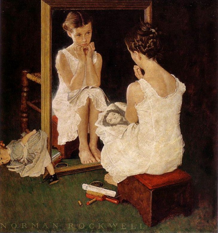 730x777 Famous Paintings By Norman Rockwell Art - Famous Painting Of Woman Sitting In Chair