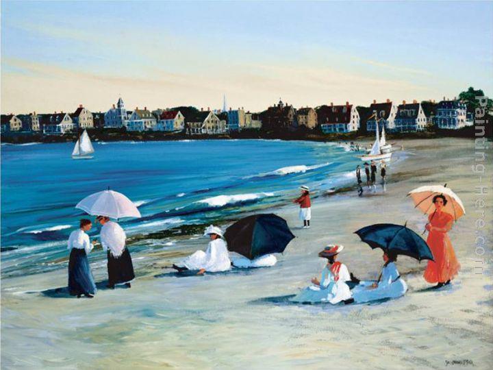 720x540 Sally Caldwell Fisher Beach Umbrellas Painting Framed Paintings - Famous Painting With Umbrellas