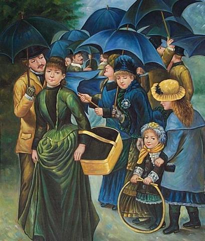 409x480 The Umbrellas' Is A Famous Painting By Which French Impressionist - Famous Painting With Umbrellas