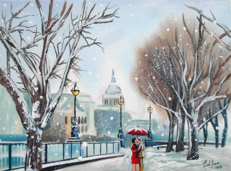 800x594 Original Paintings Of London - Famous Painting With Umbrellas