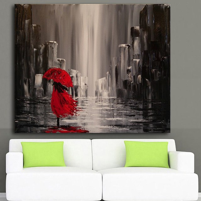 640x640 Online Shop World Famous Paintings Red Abstract Woman Painting - Famous Painting Woman With Umbrella
