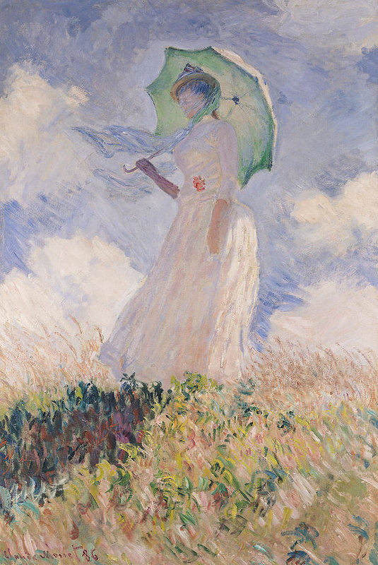 535x800 Woman With Parasol Turned To The Left Art Print By Claude Monet - Famous Painting Woman With Umbrella