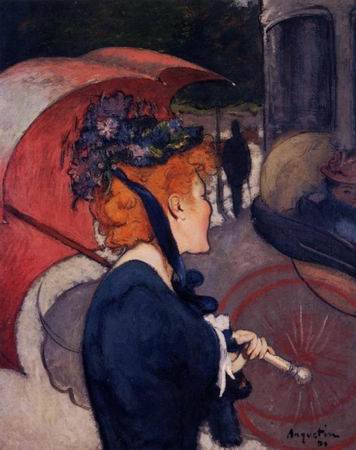 356x450 Woman With Umbrella Painting, Aanquetin Louis Paintings - Famous Painting Woman With Umbrella