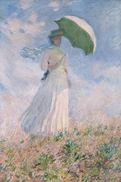 400x602 Woman With An Umbrella Turned Towards The Right By Claude Monet - Famous Painting Woman With Umbrella